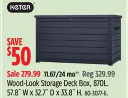 Canadian Tire KETER Wood-Look Storage Deck Box offer