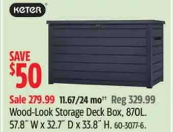 Canadian Tire KETER Wood-Look Storage Deck Box offer