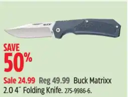 Canadian Tire Buck Matrixx 2.0 4˝ Folding Knife offer
