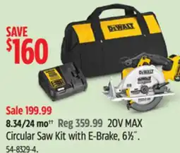 Canadian Tire Dewalt 20V MAX Circular Saw Kit with E-Brake, 61⁄2˝ offer
