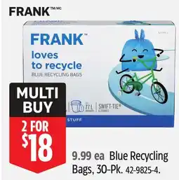 Canadian Tire Frank Blue Recycling Bags, 30-Pk offer