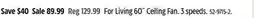 Canadian Tire For Living 60˝ Ceiling Fan offer