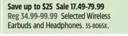 Canadian Tire Selected Wireless Earbuds and Headphones offer