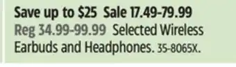 Canadian Tire Selected Wireless Earbuds and Headphones offer