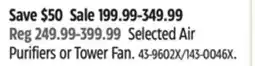 Canadian Tire Shark Selected Air Purifiers or Tower Fan offer