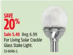 Canadian Tire For Living Solar Crackle Glass Stake Light offer