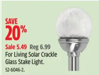 Canadian Tire For Living Solar Crackle Glass Stake Light offer