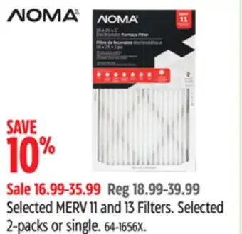 Canadian Tire Noma Selected MERV 11 and 13 Filters offer
