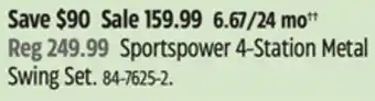 Canadian Tire Sportspower 4-Station Metal Swing Set offer