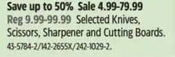 Canadian Tire Master chef Selected Knives, Scissors, Sharpener and Cutting Boards offer