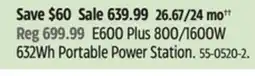 Canadian Tire Jackery E600 Plus 800/1600W 632Wh Portable Power Station offer