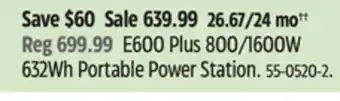 Canadian Tire Jackery E600 Plus 800/1600W 632Wh Portable Power Station offer