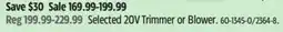 Canadian Tire WORX Selected 20V Trimmer or Blower offer