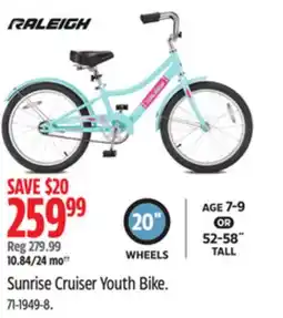 Canadian Tire Raleigh Sunrise Cruiser Youth Bike offer