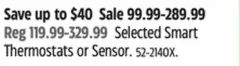 Canadian Tire Selected Smart Thermostats or Sensor offer