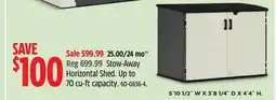 Canadian Tire Suncast Stow-Away Horizontal Shed offer