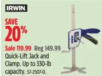 Canadian Tire Irwin Quick-Lift Jack and Clamp offer