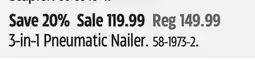 Canadian Tire Mastercraft 3-in-1 Pneumatic Nailer offer