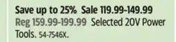 Canadian Tire Mastercraft Selected 20V Power Tools offer