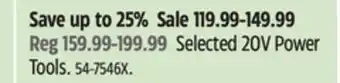 Canadian Tire Mastercraft Selected 20V Power Tools offer