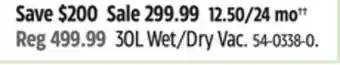 Canadian Tire 30L Wet/Dry Vac offer