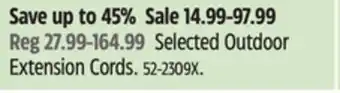 Canadian Tire Mastercraft Selected Outdoor Extension Cords offer