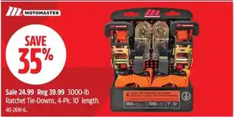 Canadian Tire MotoMaster Ratchet Tie-Downs, 4-Pk offer