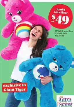 Giant Tiger jumbo Care Bear offer