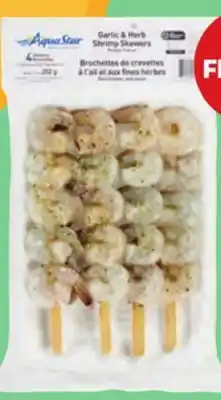 Giant Tiger Aqua Star garlic & herb shrimp skewers offer