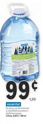 Familiprix Essentiel demineralized spring water 4L offer