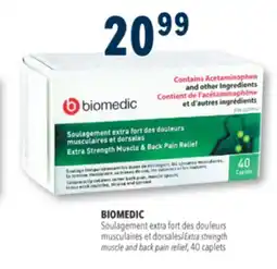 Familiprix BIOMEDIC Extra strength muscle and back pain relief, 40 caplets offer