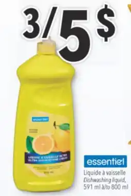 Familiprix ESSENTIEL Dishwashing liquid, 591 ml to 800 ml offer