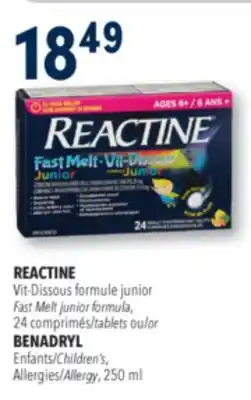 Familiprix REACTINE Fast Melt junior formula offer