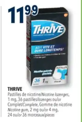 Familiprix THRIVE Nicotine lozenges, 1 mg, 36 lozenges or Complete Nicotine gum, 2 mg or 4 mg, 24 or 36 pieces offer