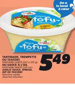 IGA FONTAINE SANTÉ GARLIC SAUCE, SPREAD, DIP OR TZATZIKI offer
