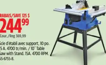 Canadian Tire Mastercraft 10˝ Table Saw with Stand offer