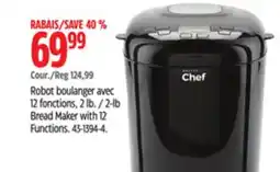 Canadian Tire master chef Bread Maker with 12 Functions offer