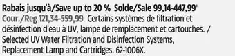 Canadian Tire Rainfresh Selected UV Water Filtration and Disinfection Systems, Replacement Lamp and Cartridges offer