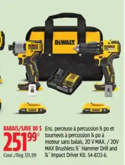 Canadian Tire Dewalt MAX Brushless 1⁄2˝ Hammer Drill and 1⁄4˝ Impact Driver Kit offer