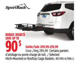 Canadian Tire SportRack Hitch-Mounted or Rooftop Cargo Baskets offer