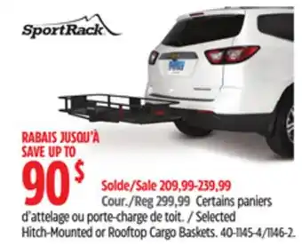 Canadian Tire SportRack Hitch-Mounted or Rooftop Cargo Baskets offer