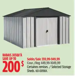 Canadian Tire arrow Selected Storage Sheds offer