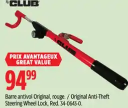 Canadian Tire CLUB Original Anti-Theft Steering Wheel Lock, Red offer