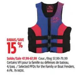 Canadian Tire Dock Edge Selected PFDs for the Family or Boat Fenders offer