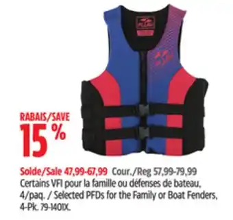 Canadian Tire Dock Edge Selected PFDs for the Family or Boat Fenders offer