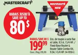 Canadian Tire Mastercraft Fixed-Base Router & Router Table Combo Kit, 9.5A, 1-3/4HP offer