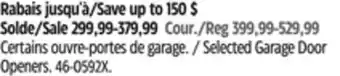 Canadian Tire Chamberlain Selected Garage Door Openers offer