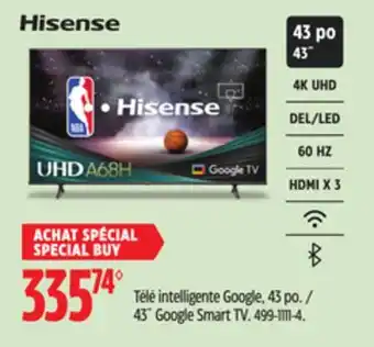Canadian Tire Hisense 43˝ Google Smart TV offer