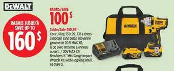 Canadian Tire Dewalt 20V MAX XR Brushless 1⁄2˝ Mid-Range Impact Wrench Kit with Hog Ring Anvil offer