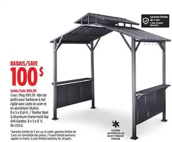 Canadian Tire CANVAS Skyline Steel & Aluminum Frame Hard-Top Grill Gazebo offer
